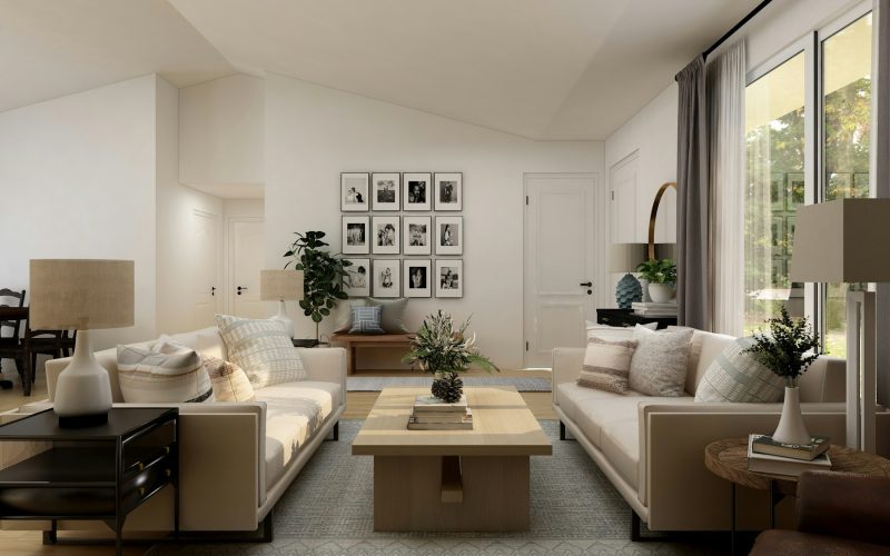 Bright, staged living room ready for listing photos