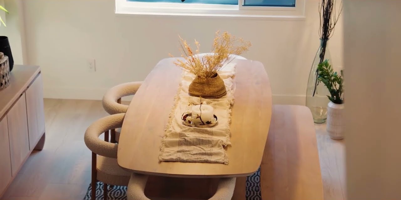 Dining table in a bright North Vancouver home