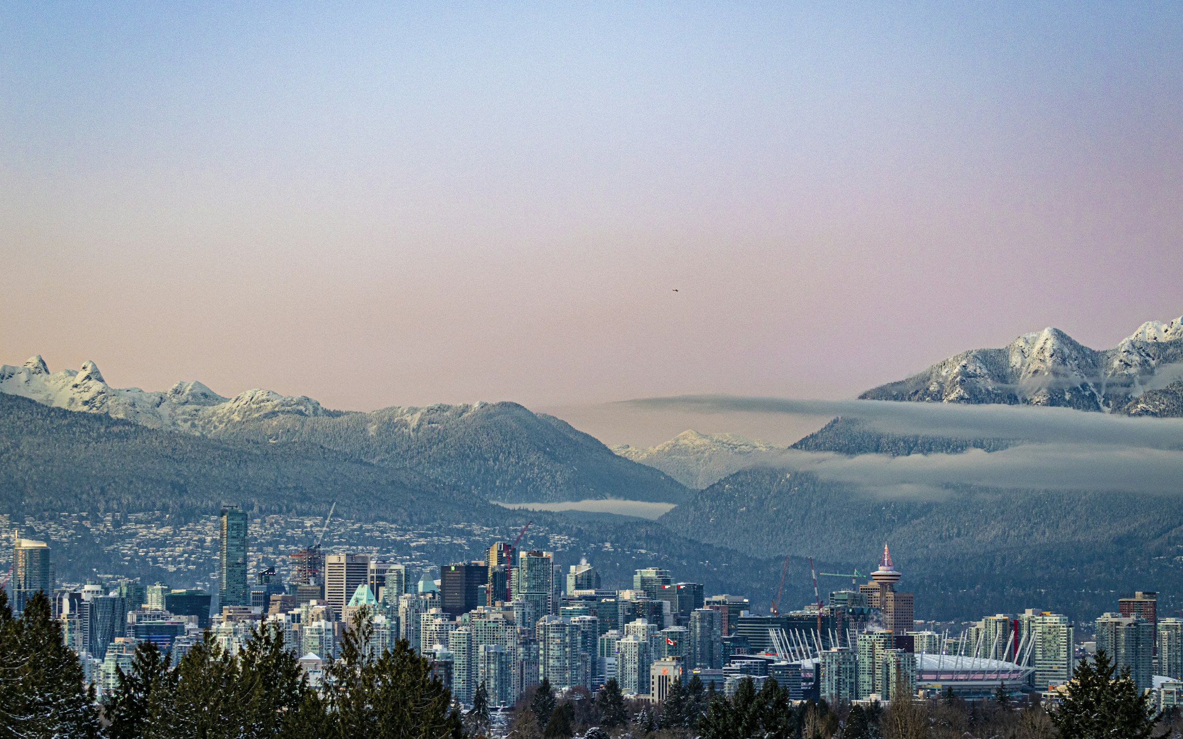 The Vancouver skyline with snow-capped mountains