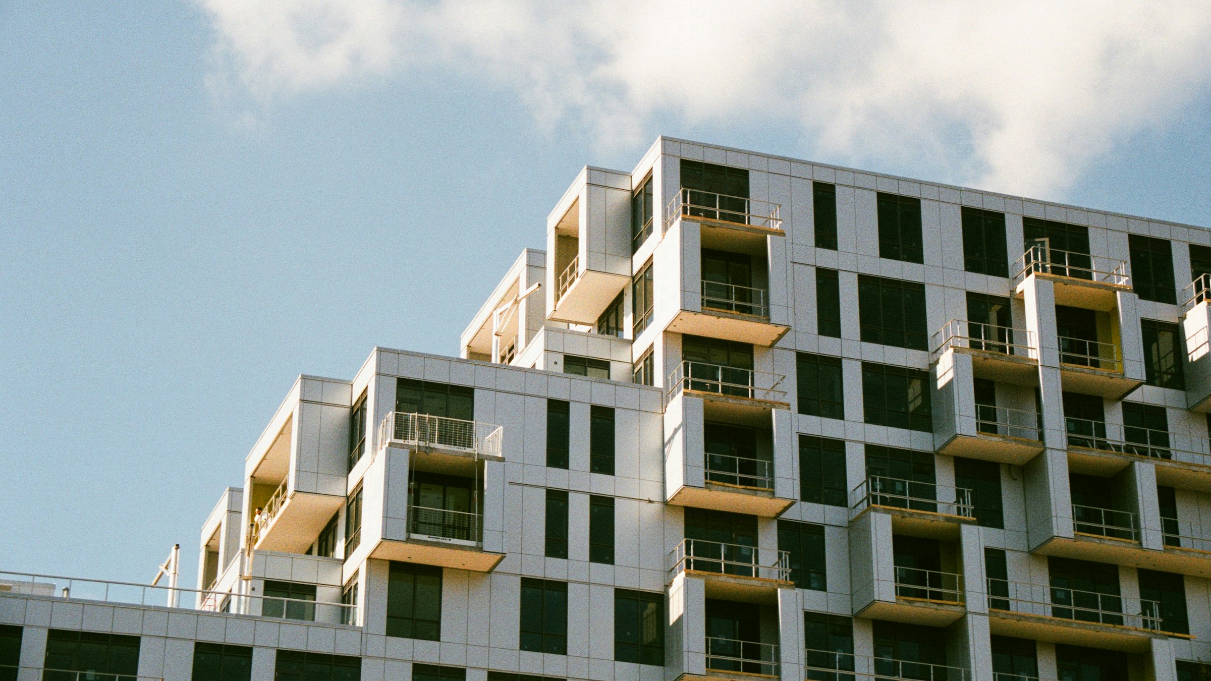 Modern apartment building with balconies